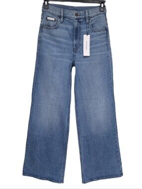 Calvin Klein Women's Ultra High Rise Wide Leg Jeans Stretch Relaxed Fit Blue 28